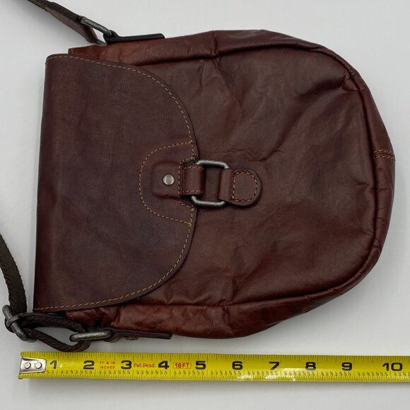 Jack Georges Dark Brown Leather Crossbody Bag Rustic Cowboy Rodeo Purse Boho 9" - Picture 13 of 13
